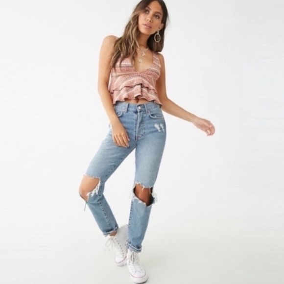 Forever 21 Striped Crop Peplum Tank Top - Picture 3 of 3